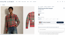 Load image into Gallery viewer, Polo Ralph Lauren Plaid Intarsia Cashmere Knit Jumper (M)